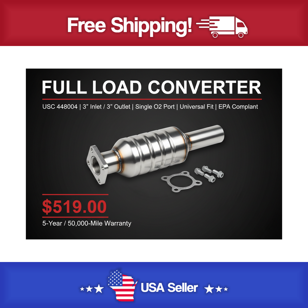 USC 448004 Universal Catalytic Converter – 3" Inlet / 3" Outlet | Single O2 Port | EPA Compliant