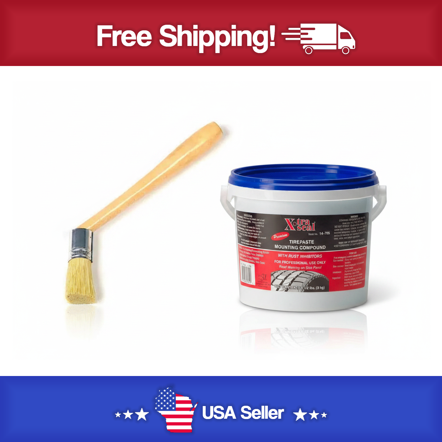 X-tra Seal™ 6.5 lb Blue Tire Mounting Demounting Paste-Premium Paste & Euro Brush