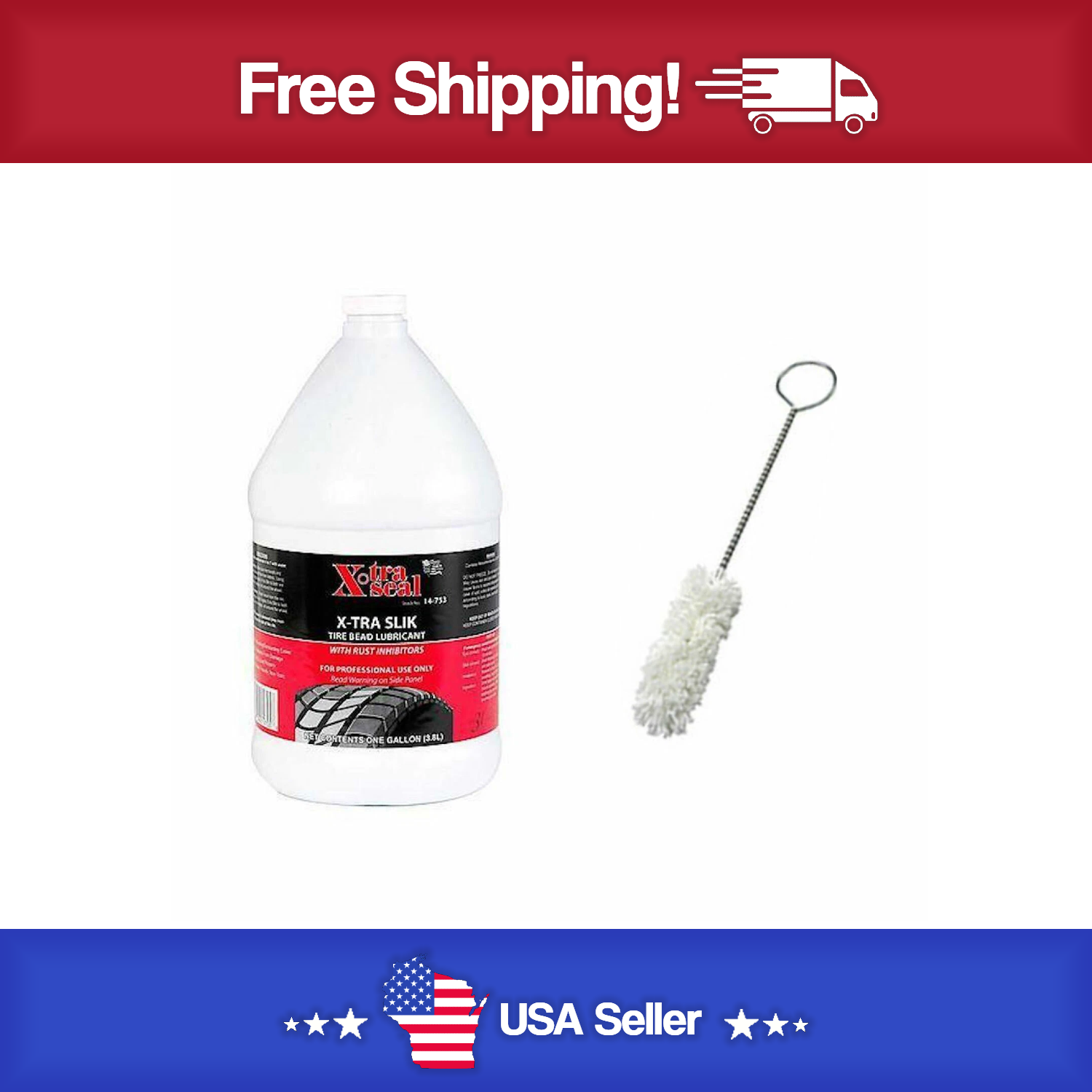 X-tra Seal 1 Gallon Tire Mounting or Demounting Lubricant +  Cotton Mounting Brush