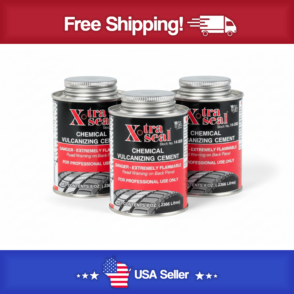 XTRA SEAL Chemical Vulcanizing Rubber Cement/Glue 14-008 8oz. Tire Patch Glue - 3 Pack