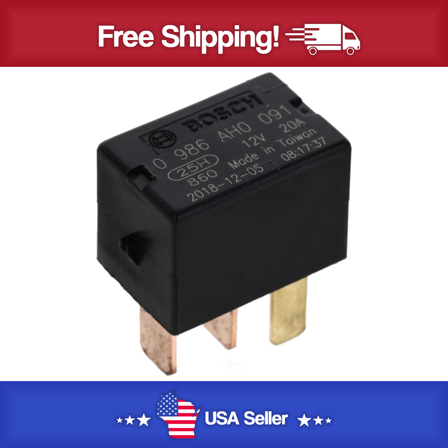 Bosch Fuel Pump - Starter Relay 12 Volt - 0986AH0091