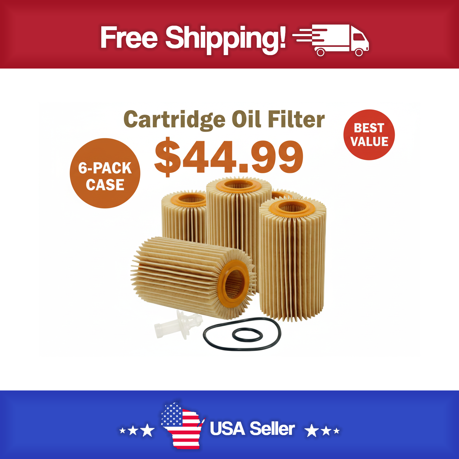FVP G7041 Cartridge Lube Metal Free Filter (Pack of 6) Toyota Truck's 2007-2022