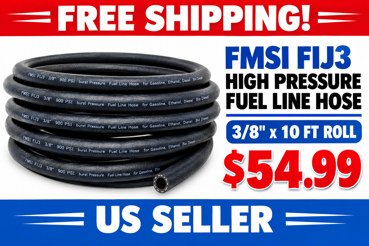 FMSI FIJ3 High Pressure Fuel Line Hose - 3/8" x 10 ft Roll