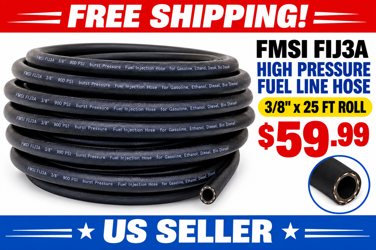 FMSI FIJ3A High Pressure Fuel Line Hose - 3/8" x 25 ft Roll