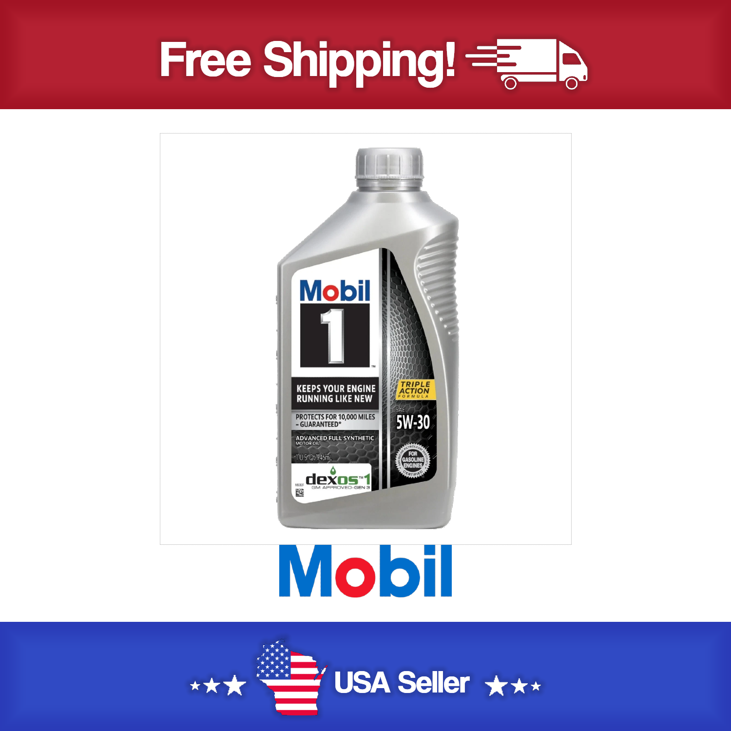 Mobil1 5w30 Synthetic Oil 1 Qt. Dexos MOB124315 Case Of 6 Quarts