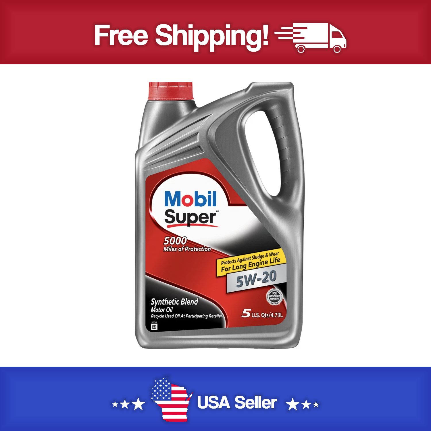 Mobil Super 5w-20 Semi-Synthetic Blended Motor Oil - 5 Quart Jug