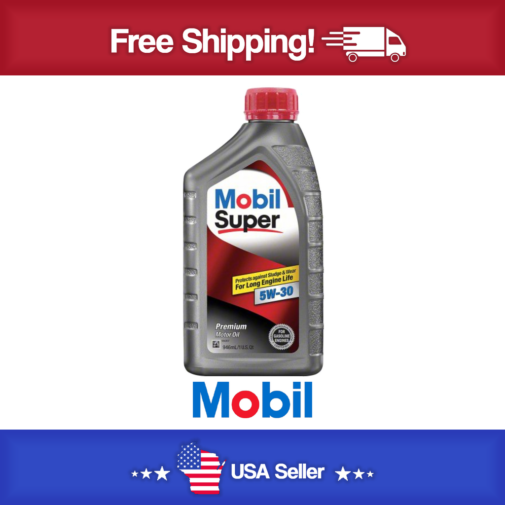 MOBIL Engine Oil: Synthetic Blend, 1 qt Size, Bottle, 5W-30, Super Case Of 6 Quarts