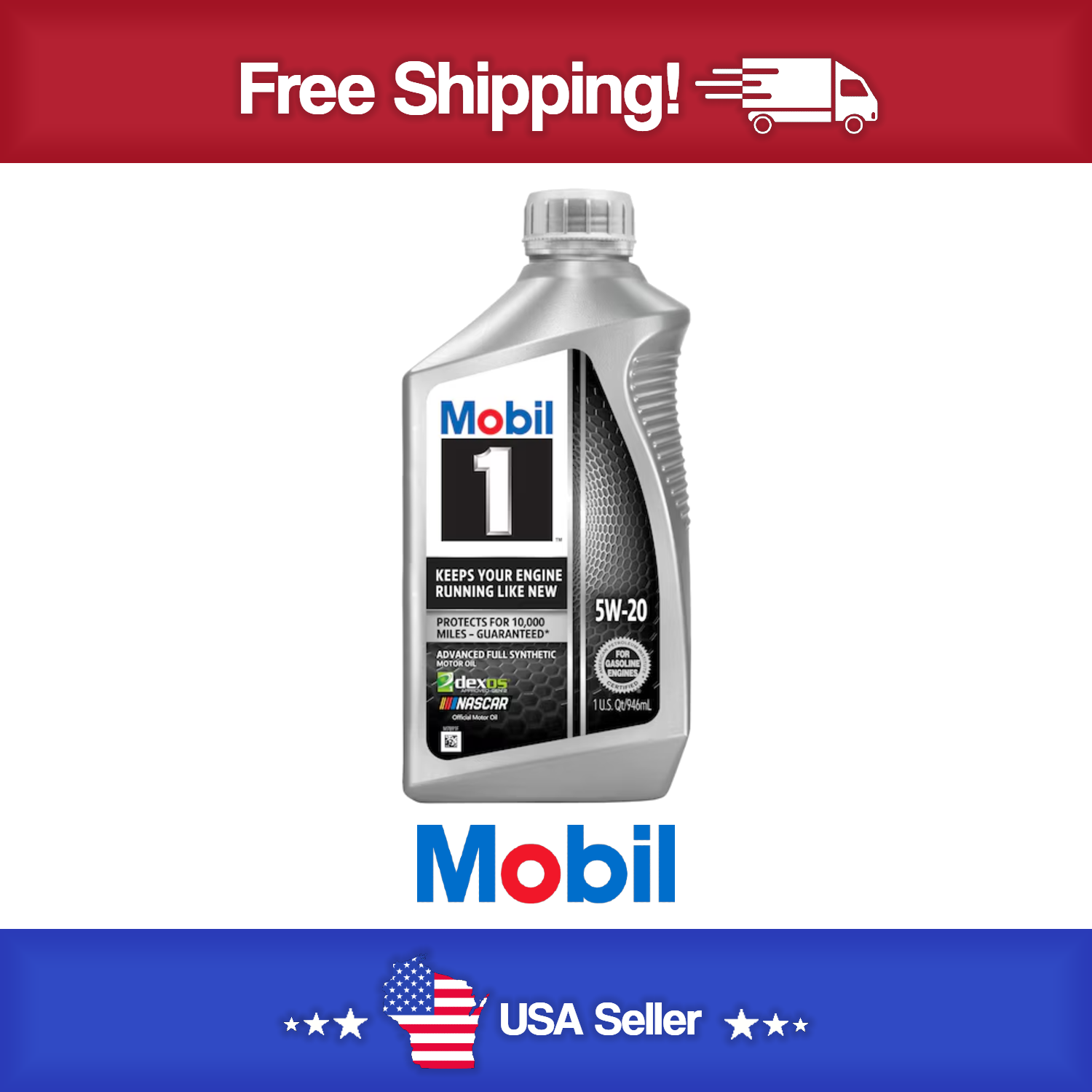 Mobil 1 5W20 Synthetic Oil 1 qt Bottles Case Of 6 Quarts