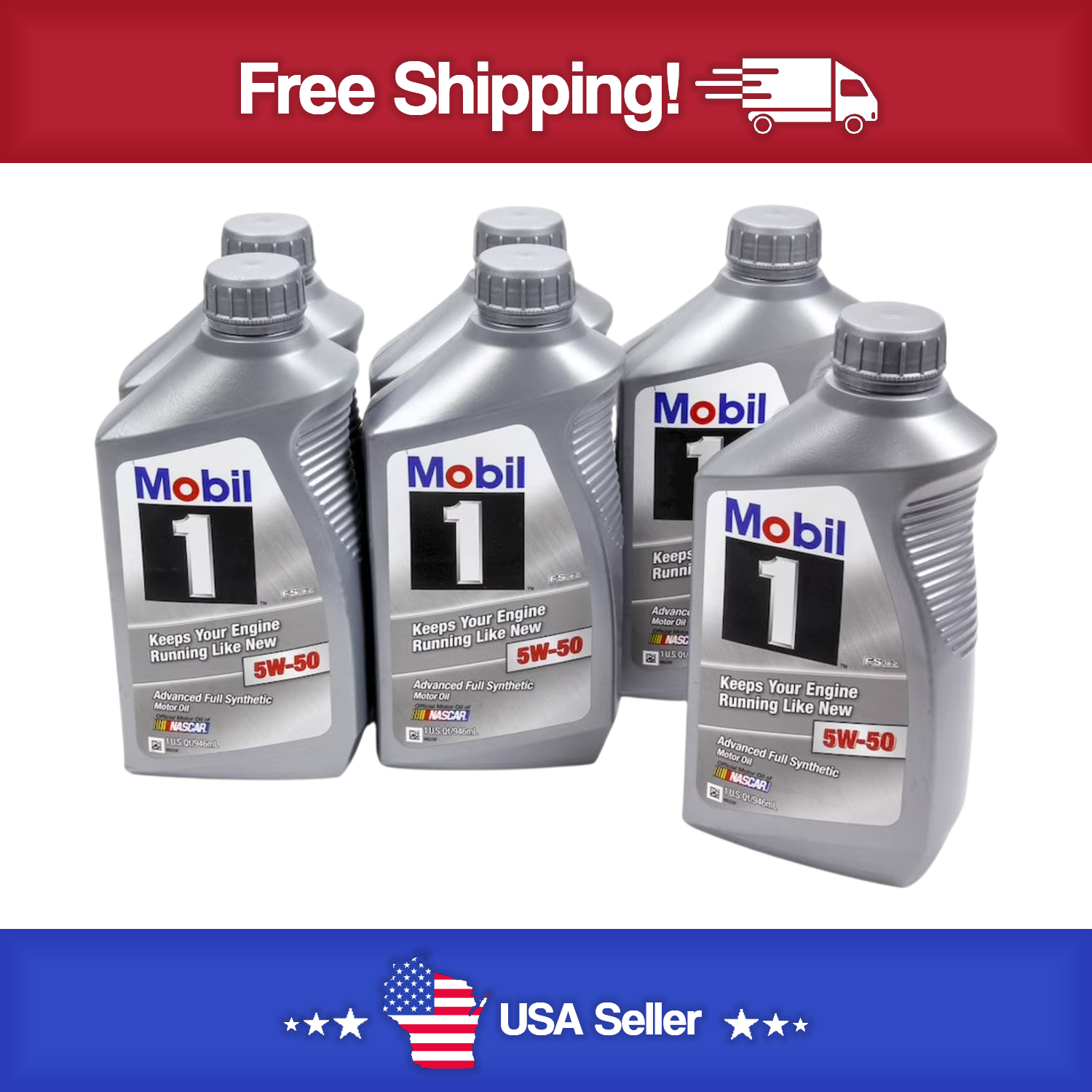 Mobil 1 Advanced Full Synthetic Motor Oil 5W-50 1 Quart Bottle Case Of 6