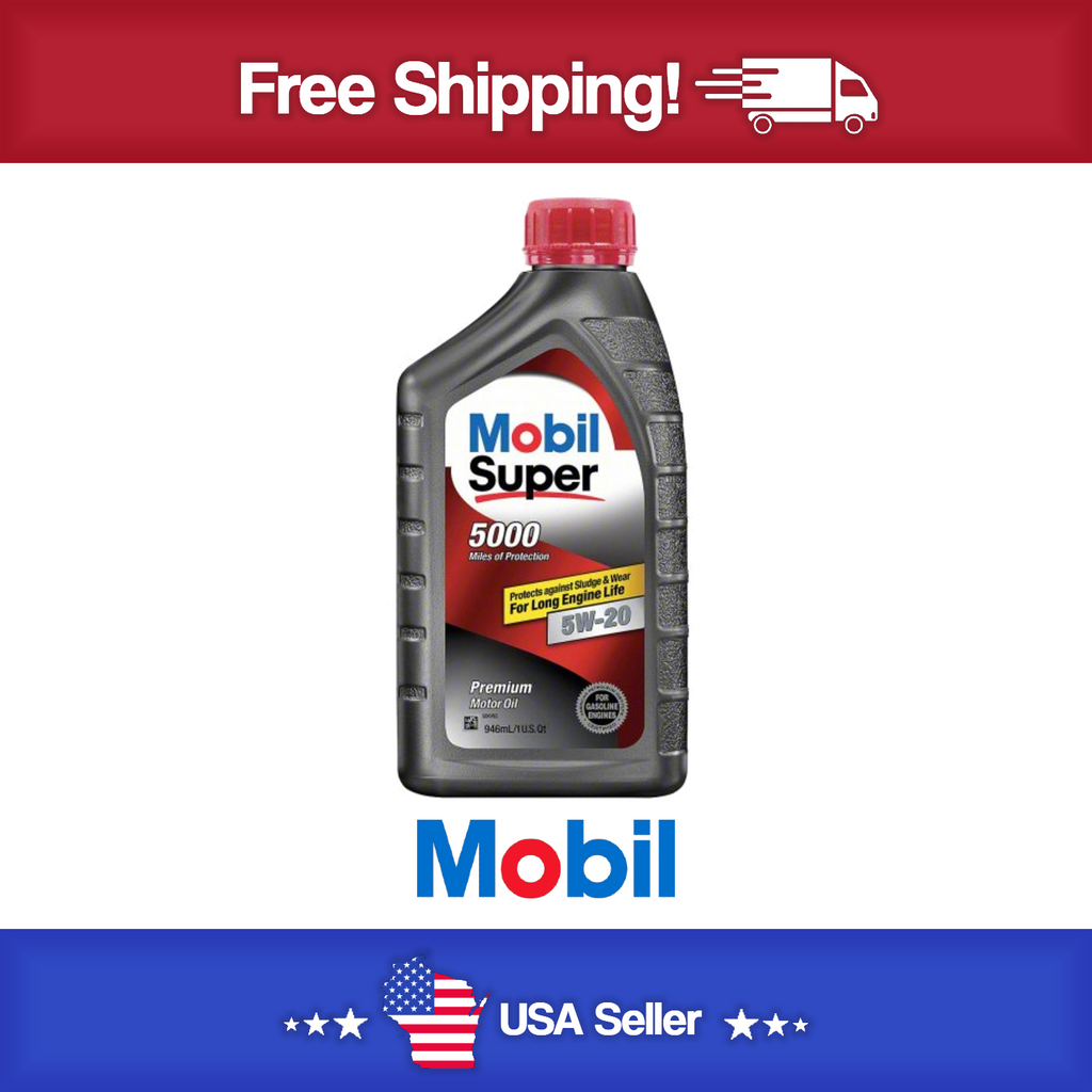 MOBIL Engine Oil: Synthetic Blend, 1 qt Size, Bottle, 5W-20, Super - Case Of 6 Quarts
