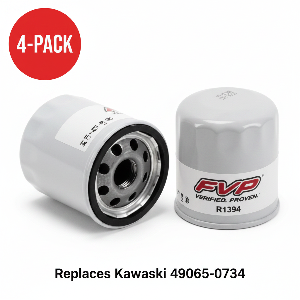 4 Pack FVP Oil Filter Bundle - Same as Kawasaki 49065-0734 (replaces 49065-7010 / 49065-0724)