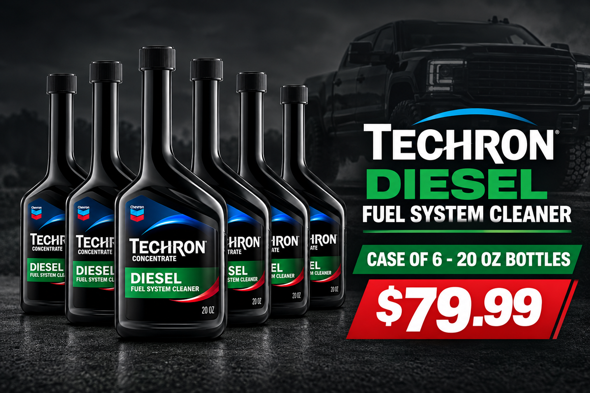 Promotional banner: Techron Diesel Fuel System Cleaner, case of 6 20 oz bottles, $79.99