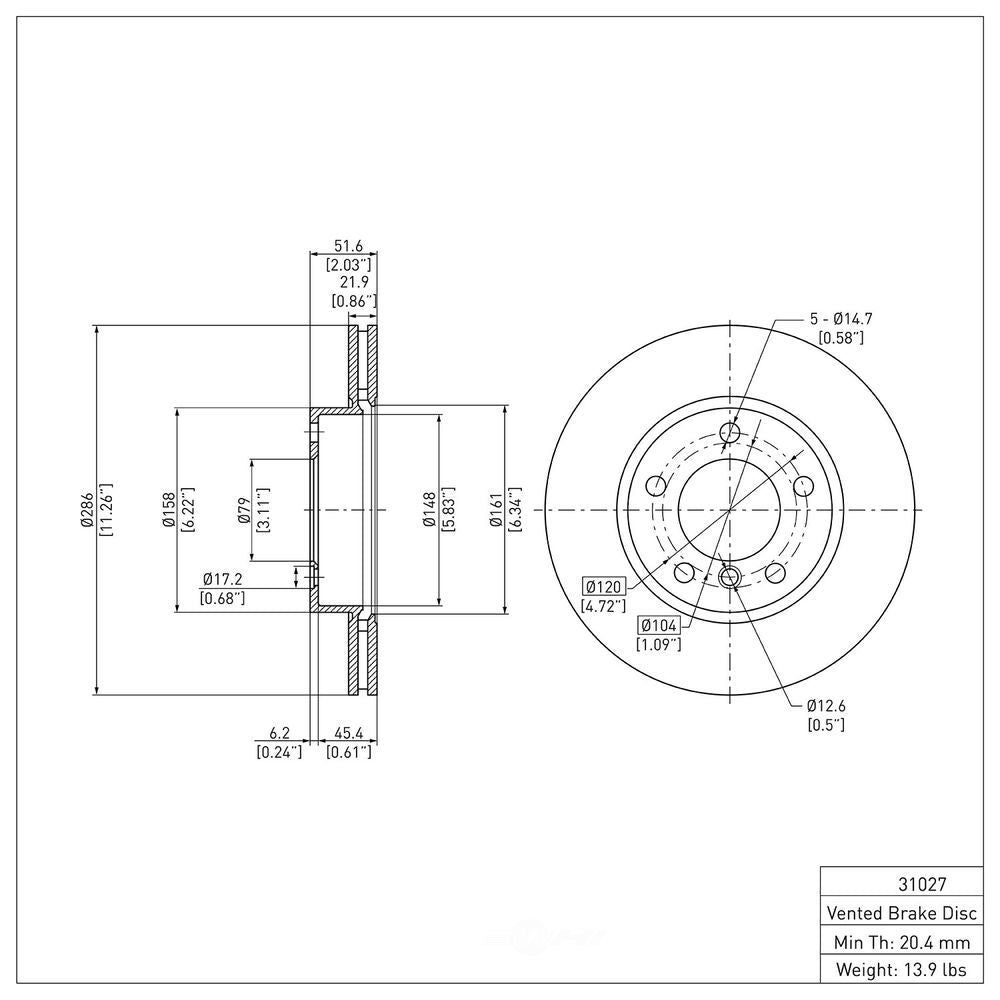 Frt Disc Brake Rotor  DFC  600-31027