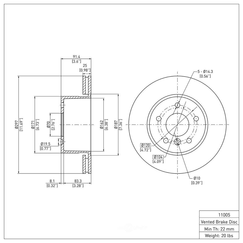 Frt Disc Brake Rotor  DFC  600-11005
