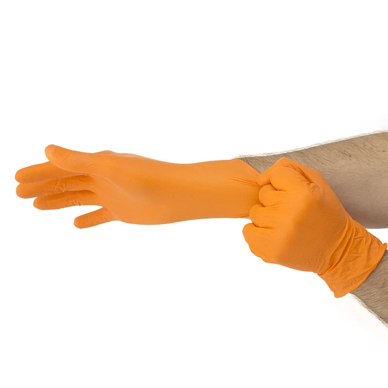 8 Mil Orange Nitrile Gloves Disposable Heavy Duty Powder Free Latex Free XL 3 BX Bundle