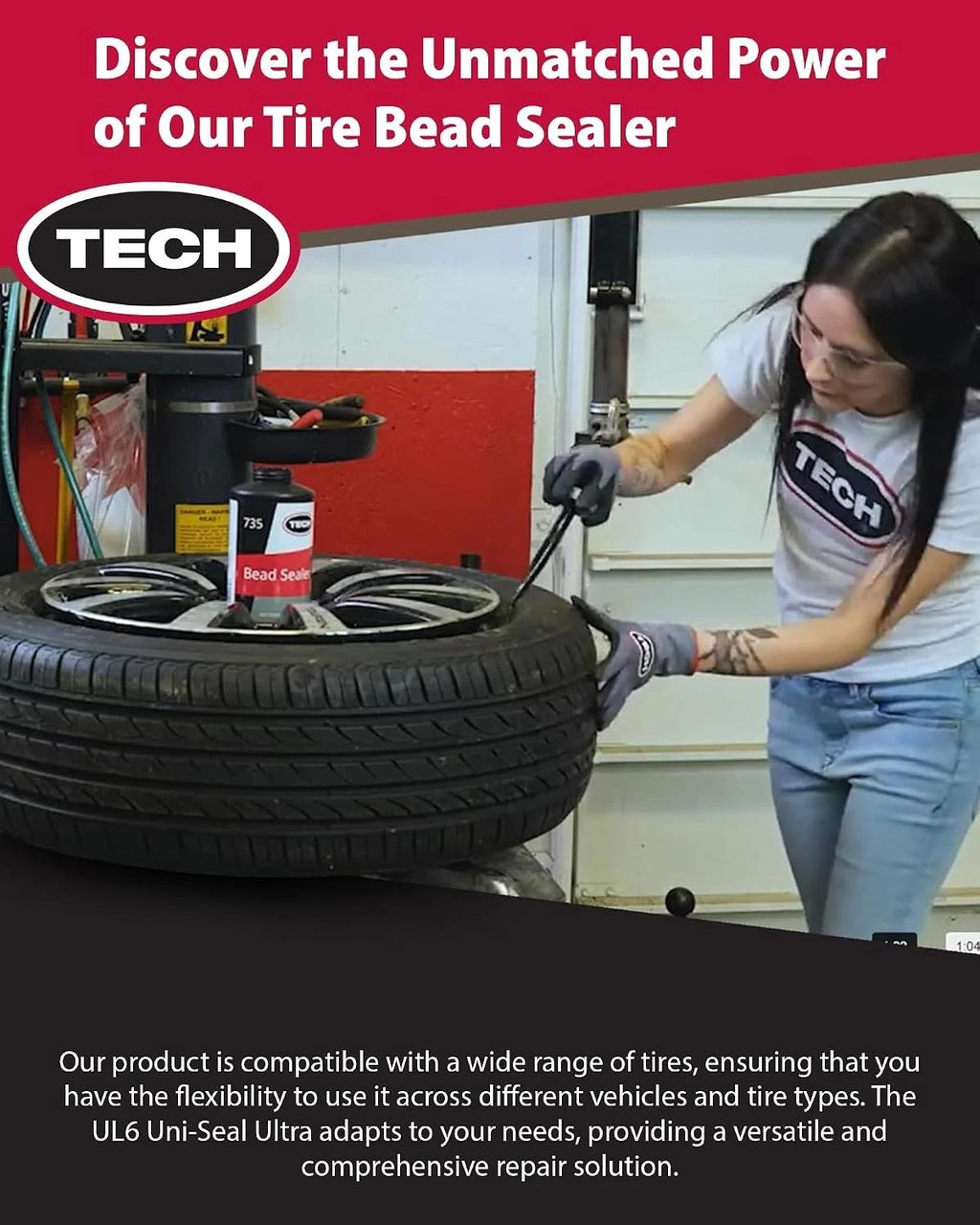 TECH 735 Tire Bead Sealer 1 Quart (946ml) - Stops Leaks Between Rim and Bead