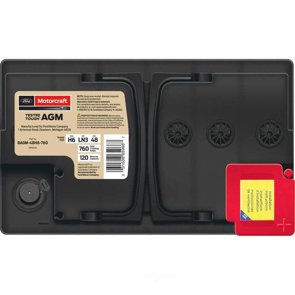 New Genuine Ford Battery BAGM48H6760 / OEM 36 Month Warranty