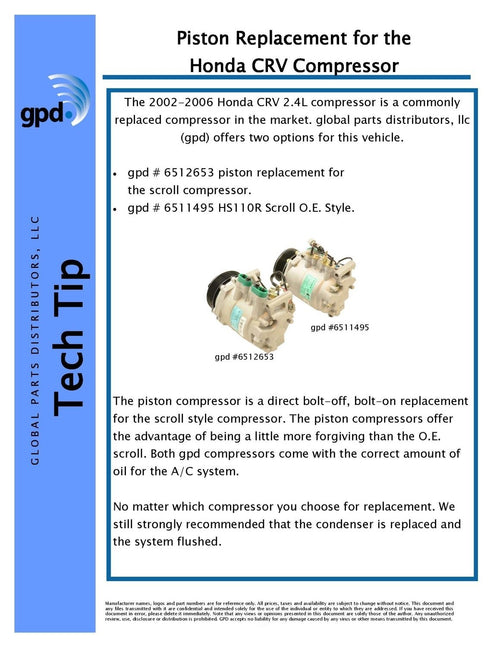 A/C  Compressor & Clutch-New   Global Parts Distributors   6512653