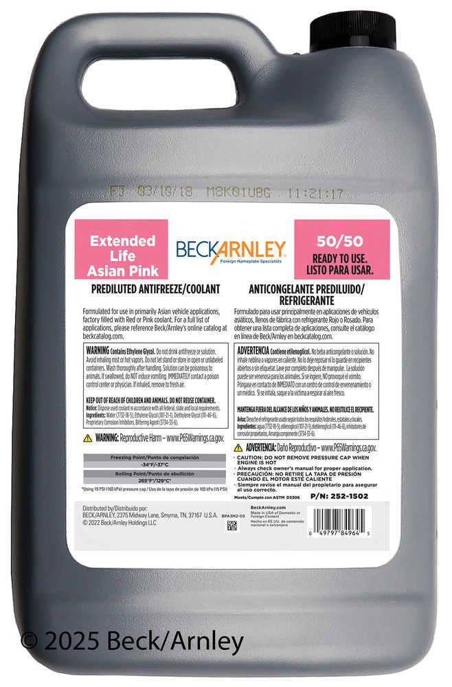 Coolant/Antifreeze  Beck/Arnley  252-1502