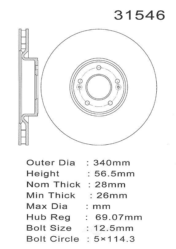 PROMAX Premium Geo-Coated Brake Rotor 20-31546