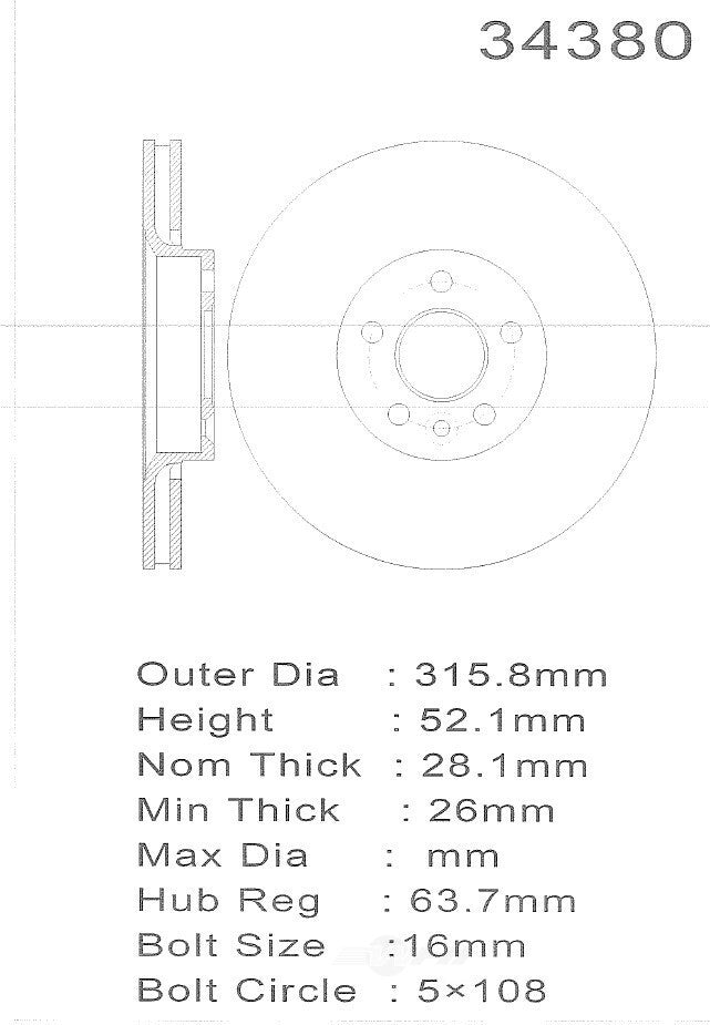 PROMAX Premium Geo-Coated Brake Rotor 20-34380