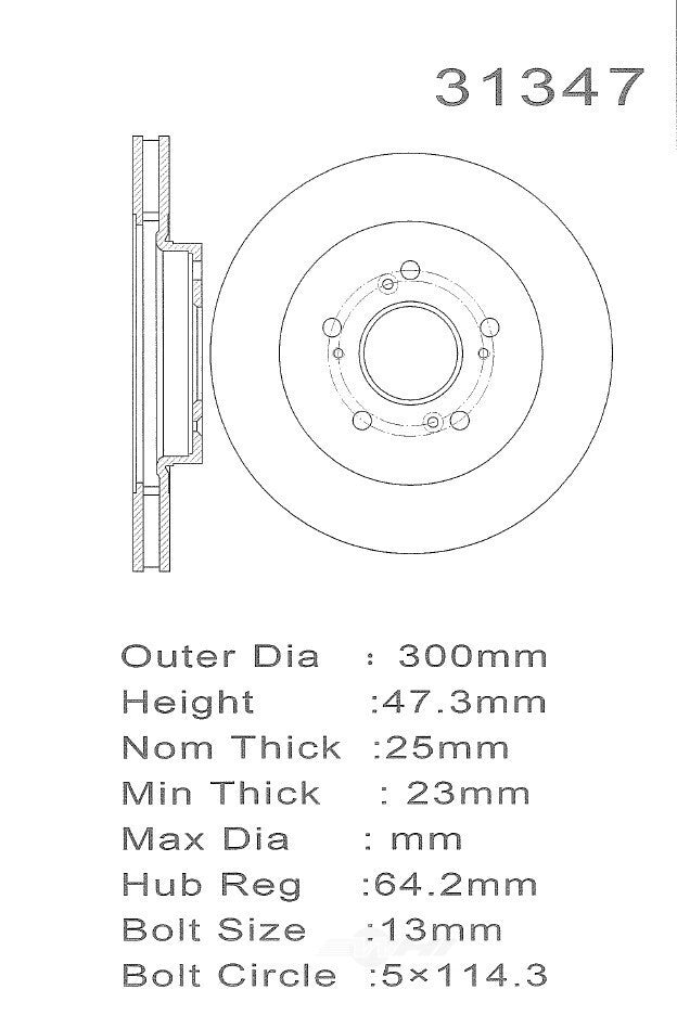 Frt Disc Brake Rotor  Promax  20-31347