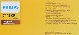 Lamp Assy Sidemarker  Philips  7443CP