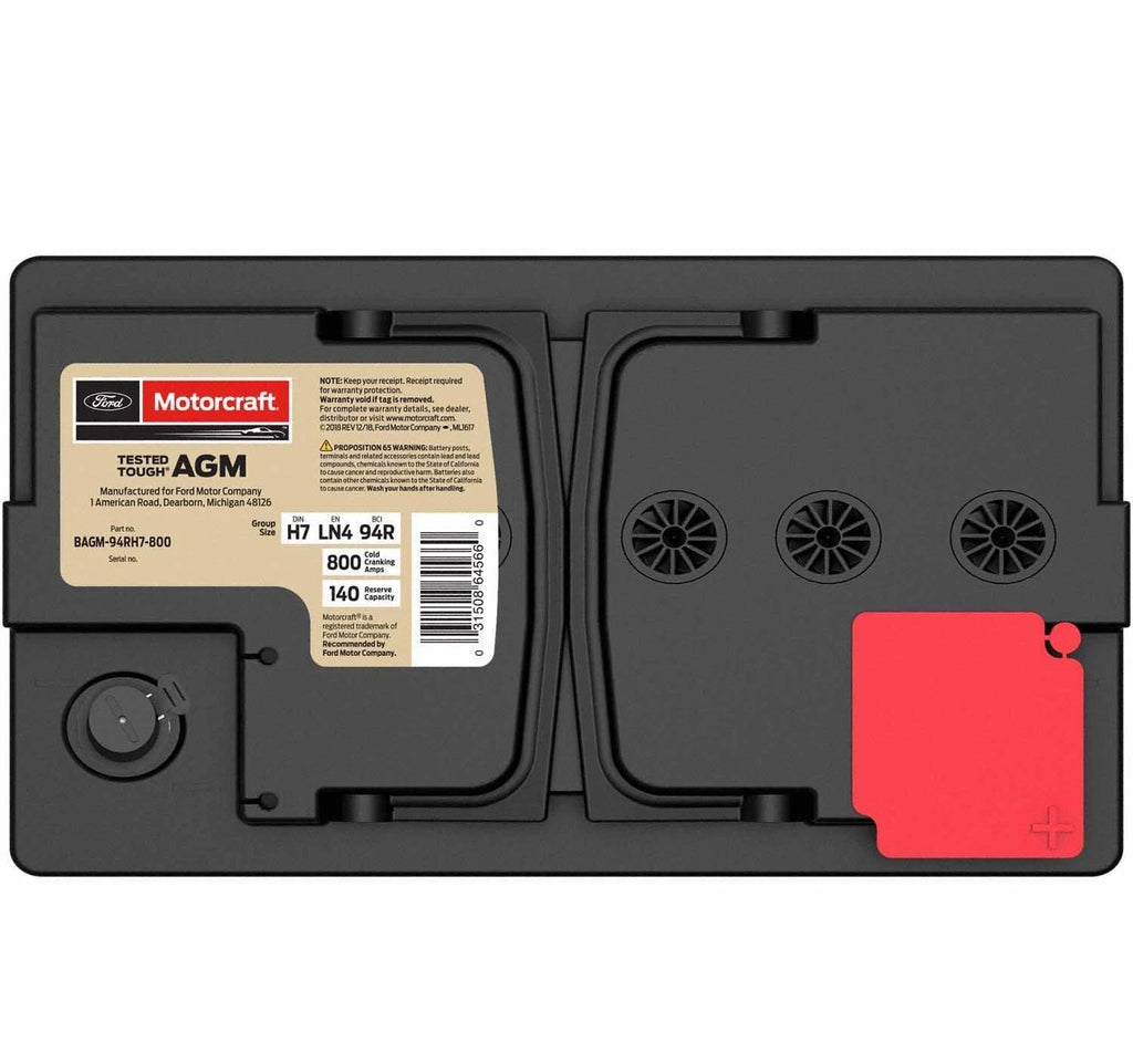 New Ford Motorcraft BAGM94RH7800 AGM Vehicle Battery BCI Group 94R, CCA 800, RC 140
