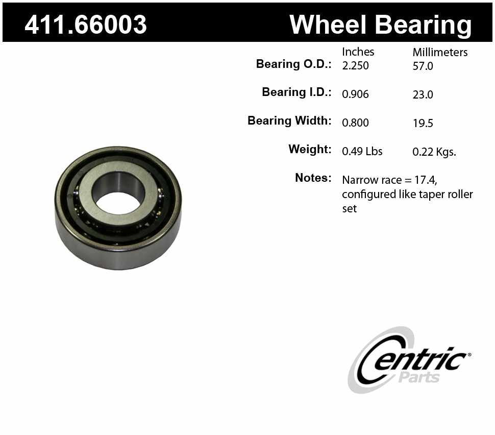Wheel Bearing  Centric Parts  411.66003