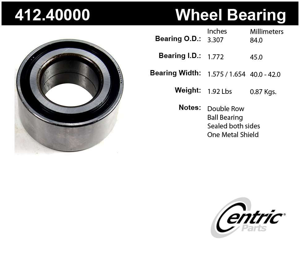 Frt Wheel Bearing  Centric Parts  412.40000