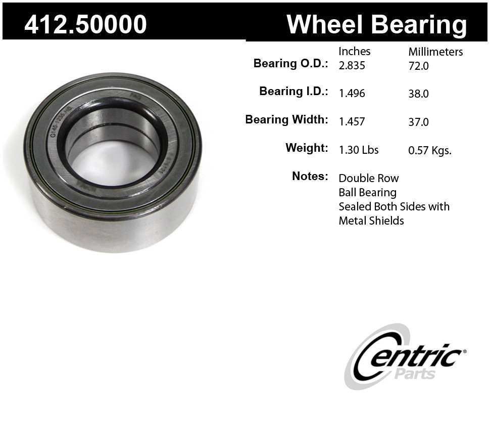 Frt Wheel Bearing  Centric Parts  412.50000