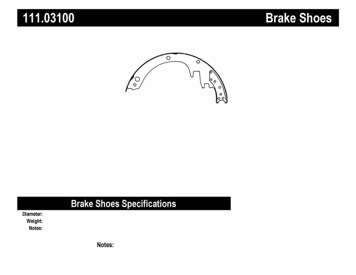 Brake Shoe Set  Centric Parts  111.03100