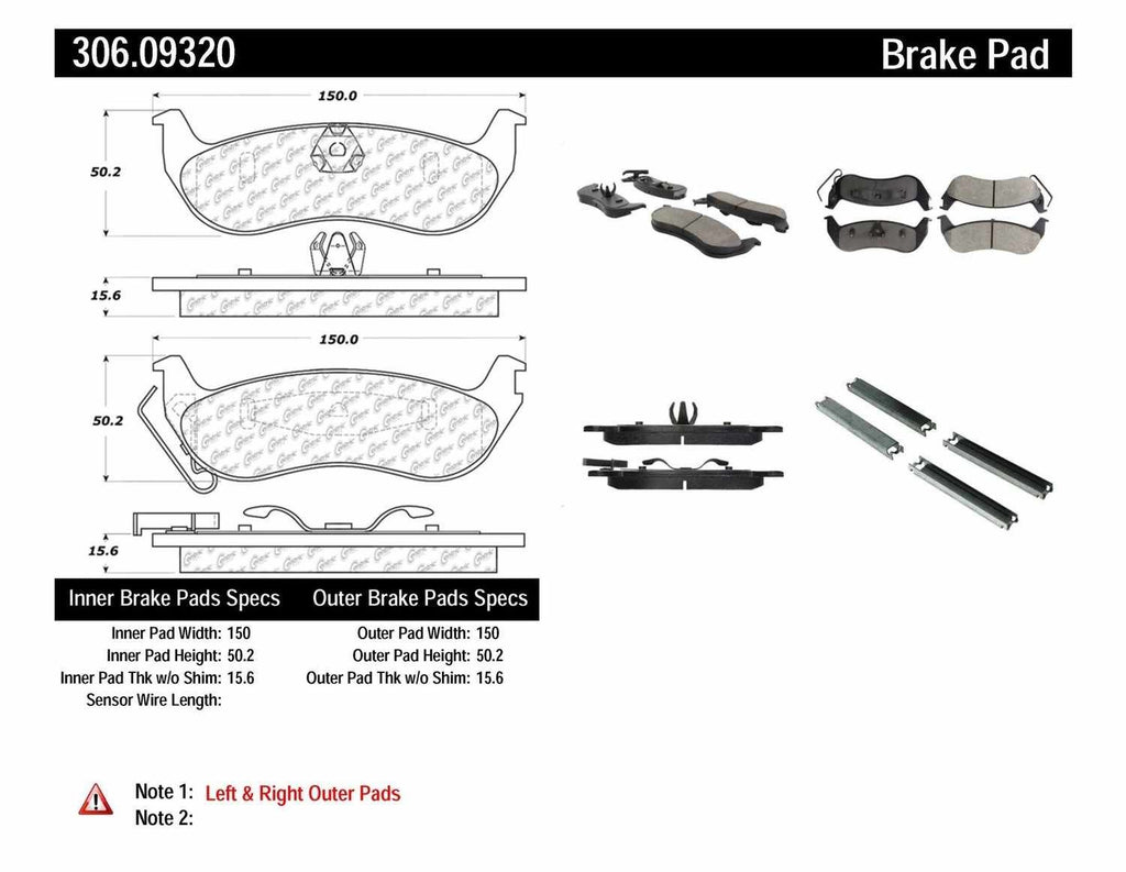 Rr Hi-Perf Brake Pads  Centric Parts  306.09320