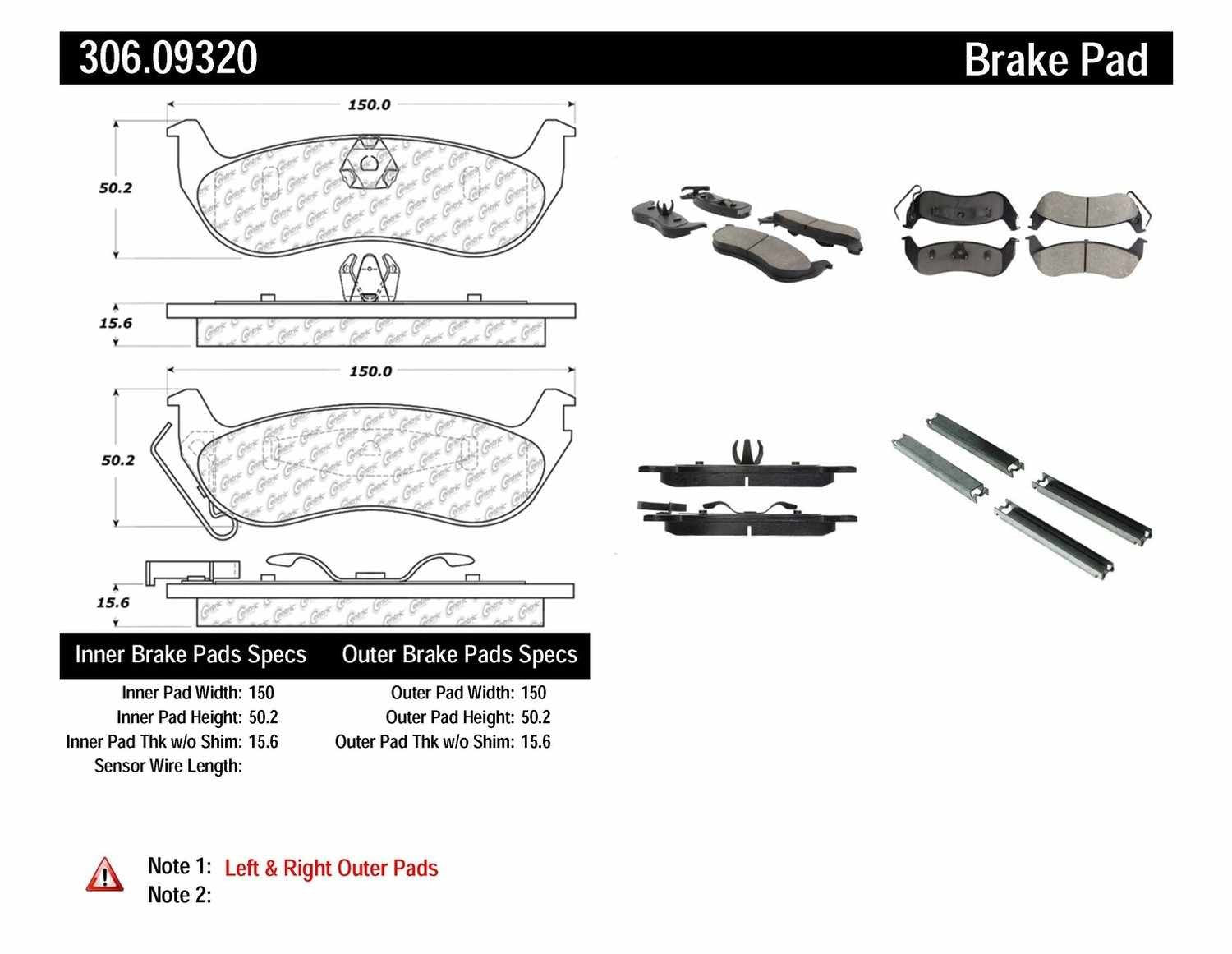 Rr Hi-Perf Brake Pads  Centric Parts  306.09320