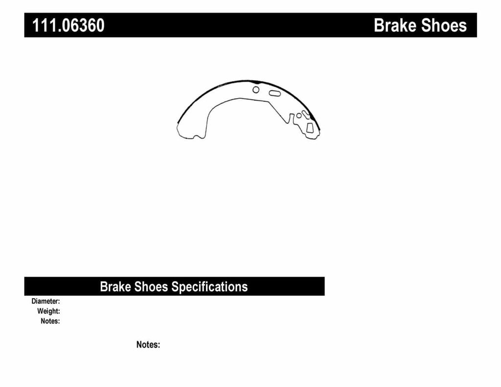 Rr Premium Brake Shoes  Centric Parts  111.06360