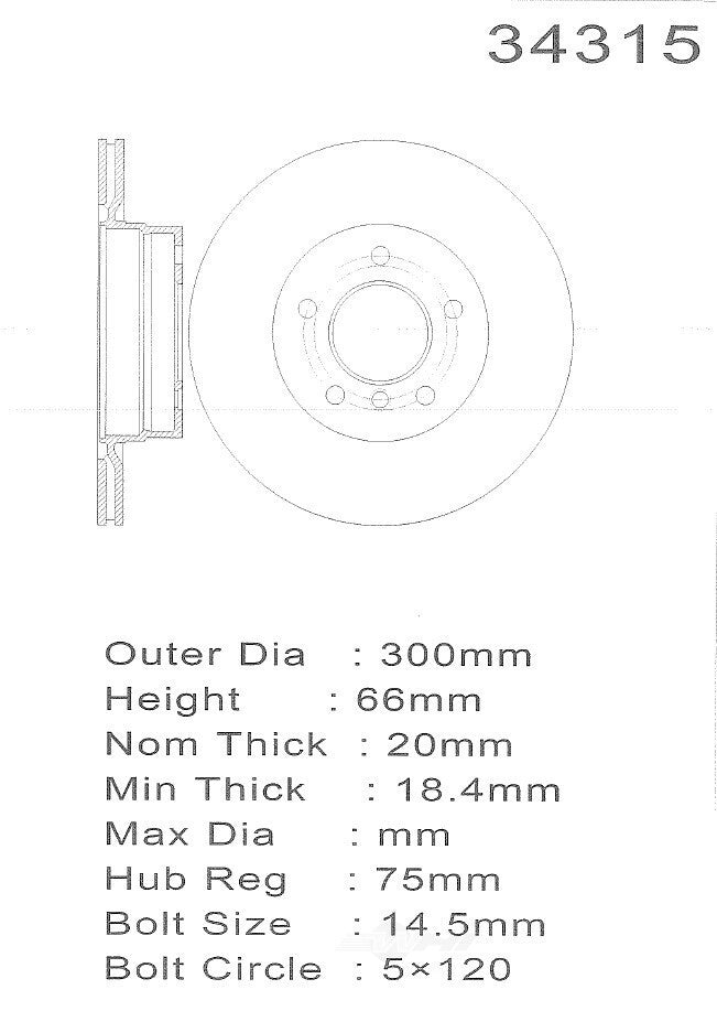 PROMAX Premium Geo-Coated Brake Rotor 20-34315