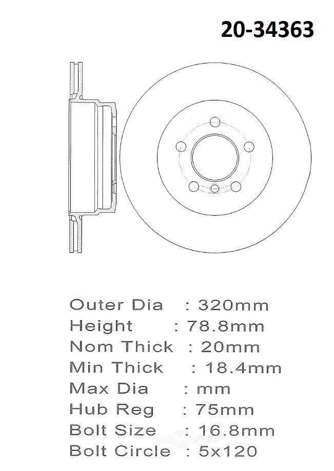 PROMAX Premium Geo-Coated Brake Rotor 20-34363