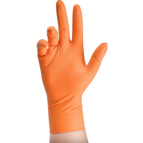 8 Mil Orange Nitrile Gloves Disposable Heavy Duty Powder Free Latex Free XL 3 BX Bundle