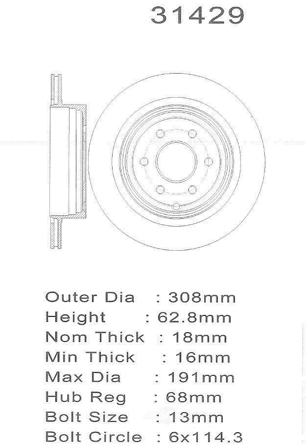 PROMAX Premium Geo-Coated Brake Rotor 20-31429