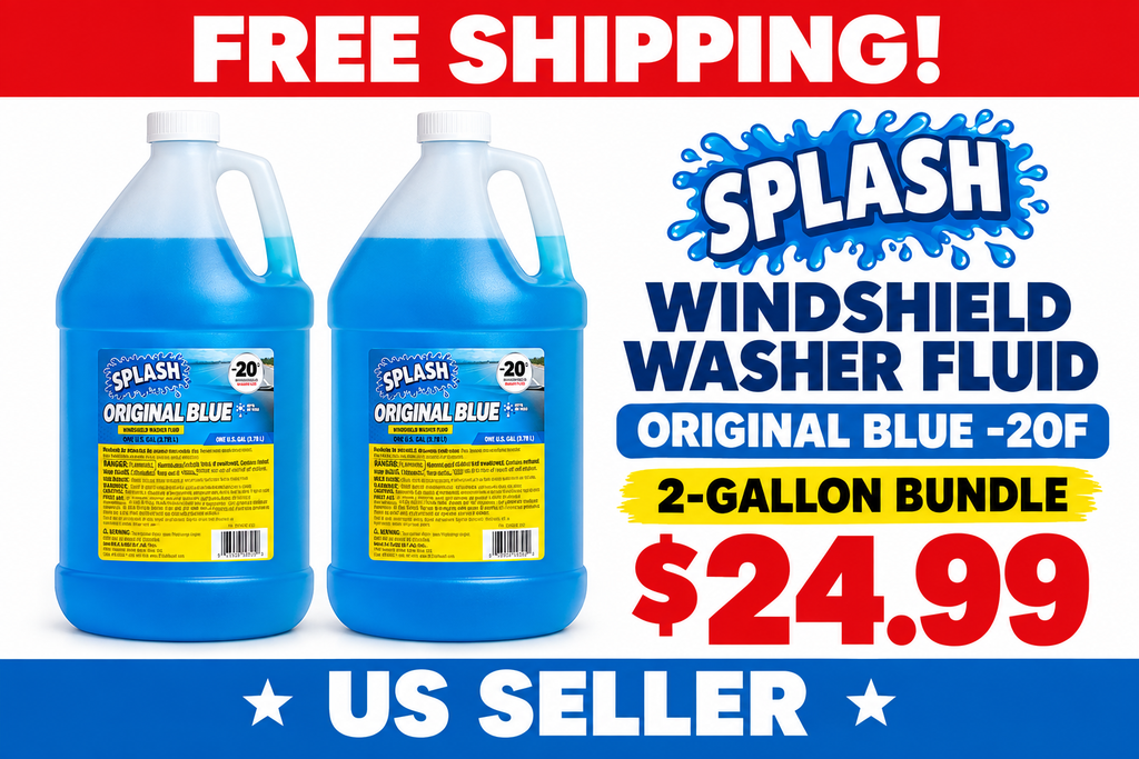 Splash Original Blue Windshield Washer Fluid -20F - 2 Gallon Bundle